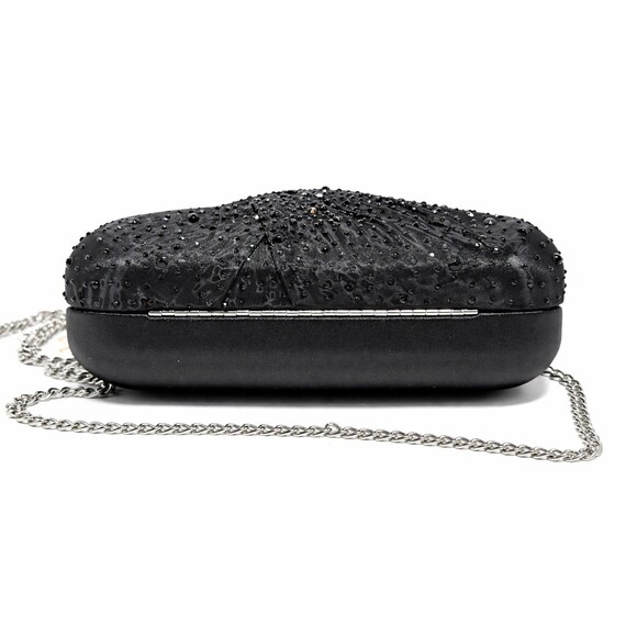 NINA Brando Black Crystal Evening Clutch Top Handle Chain Strap Formal Bag NWT - Picture 14 of 16